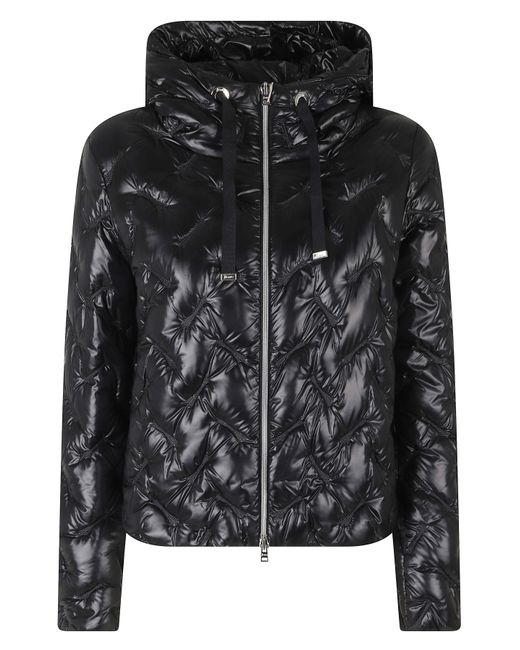 Herno Black High Neck Drawstring Double-Slider Zip Polyamide Down Jacket