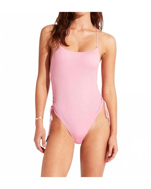 Seafolly Women's Pink Sea Dive Scoop Neck Drawstring Side One