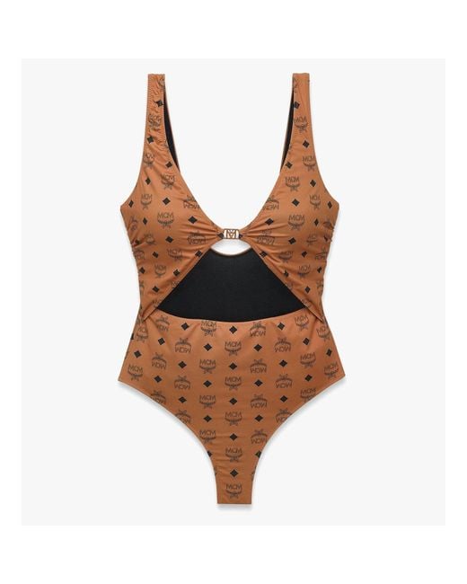 MCM Brown Monogram Print Swimsuit