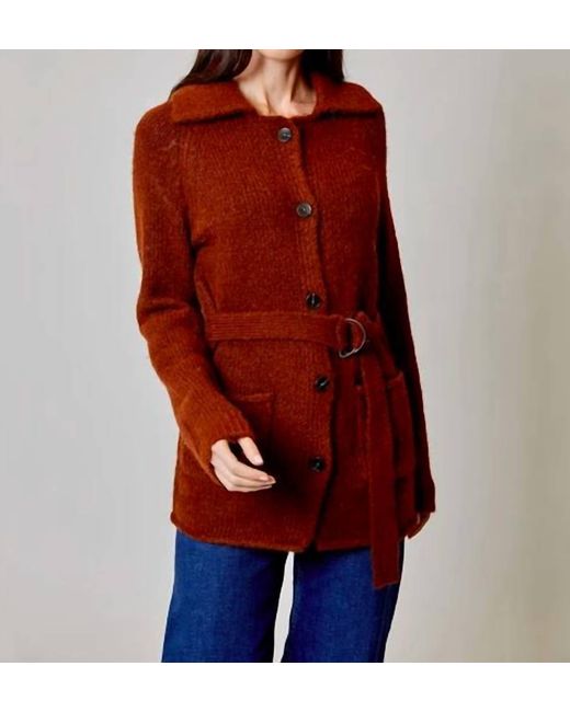 Design History Red Tie Button Cardigan