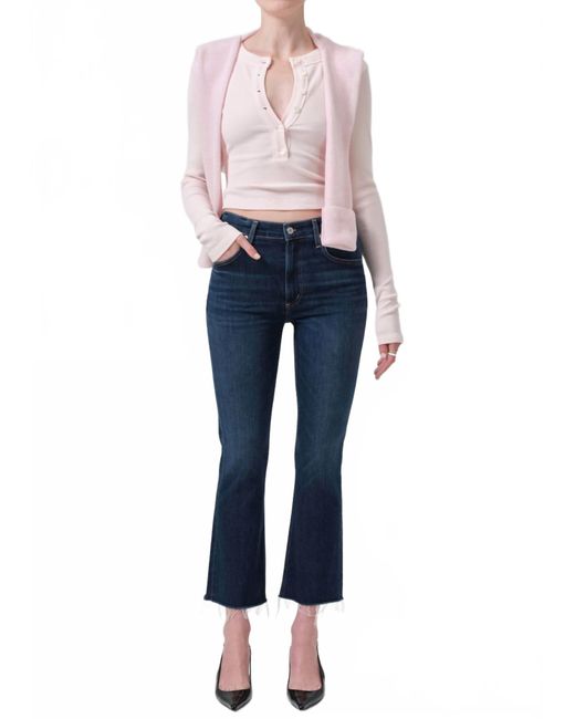 Citizens of Humanity Blue Isola Mid Rise Cropped Boot Jeans