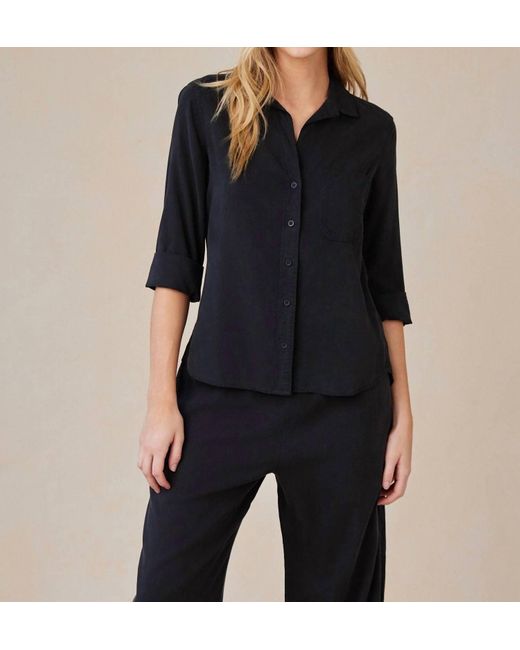 Bella Dahl Black Shirt Tail Long Sleeve Top