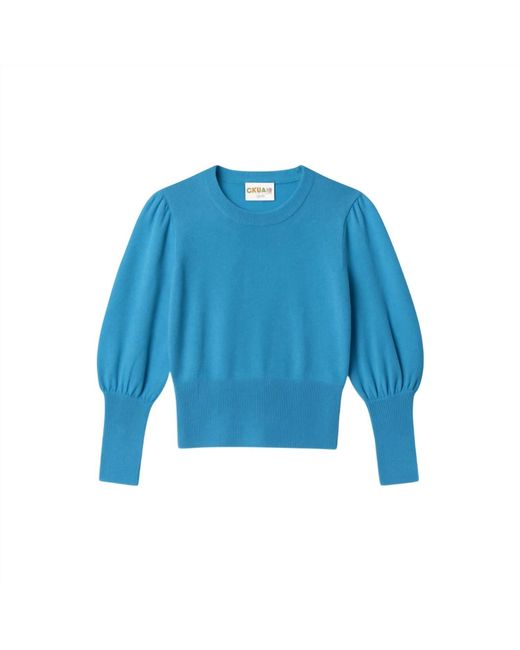 Crush Blue Cashmere Blend Pullover Sweater