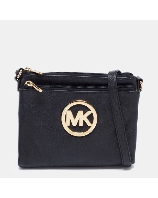 MICHAEL Michael Kors Black Leather Fulton Crossbody Bag