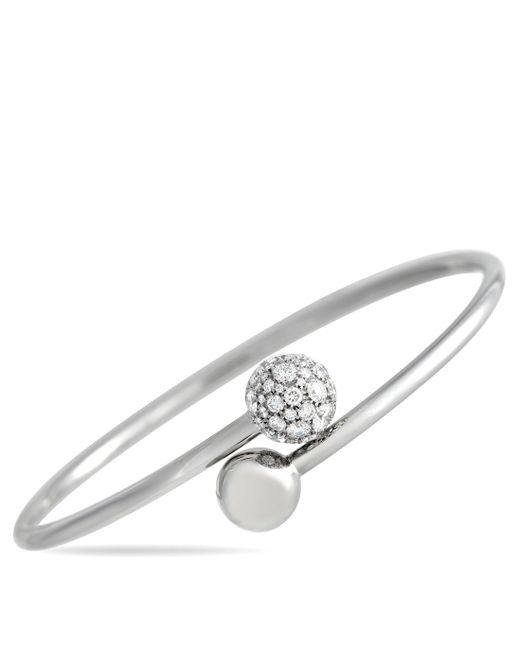 Tiffany & Co White Hardwear 18k Gold Diamond Ball Bypass Bangle Bracelet Ti03-030824