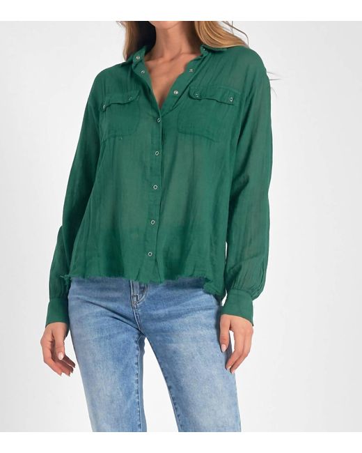 Elan Green Button Down Shirt