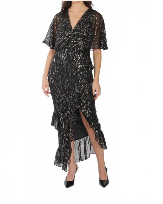 Saloni Black Rose Dress