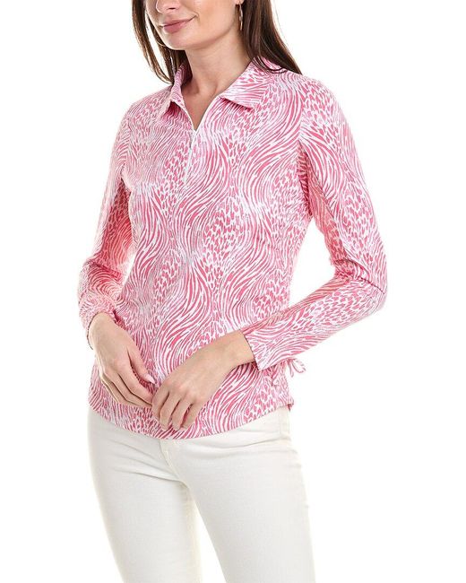 IBKUL Pink Alena Print Adjustable Length Polo Shirt
