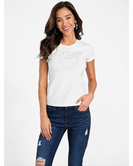 Guess Blue Eco Deedee Beaded Tee