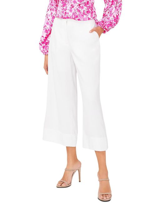 Vince Camuto White High Rise Cropped Wide Leg Pants