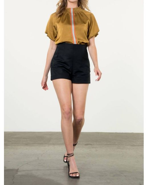 Thml Green Stripe Mock Neck Top