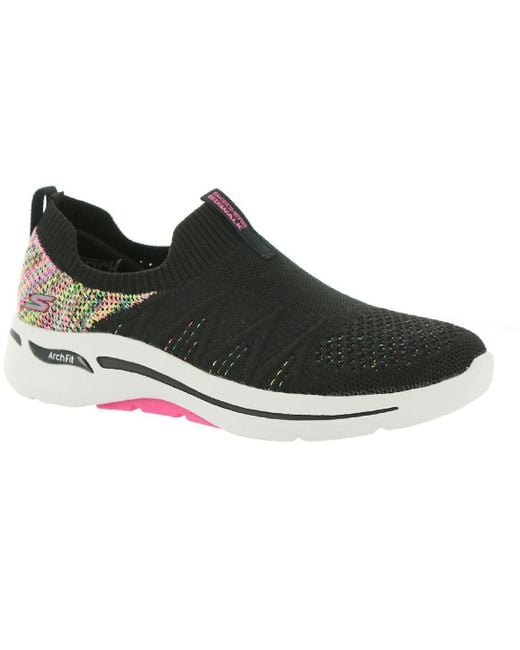 Skechers Black Go Walk Arch Fit Knit Fitness Slip-On Sneakers