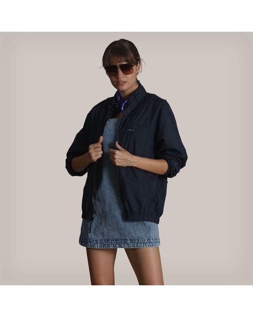 Members Only Blue Windbreaker Oversized Packable Jacket