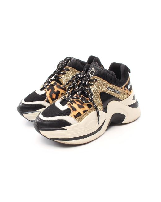 Naked Wolfe Black Track Leopard Sneakers Leopard Fabric Unborn Calf Leather Multicolor Sequin