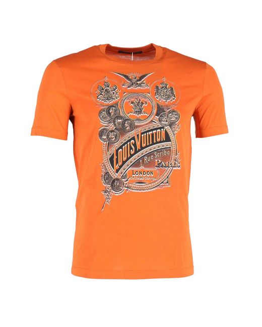 Louis Vuitton Orange Graphic Print T-shirt for men