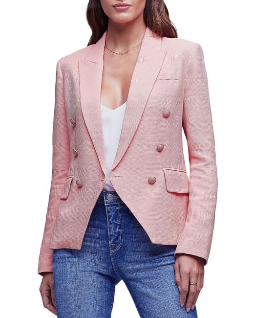 L'Agence Red Office Career Double-breasted Blazer