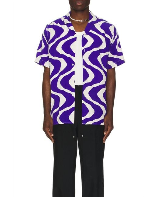 Oas Blue Viscose Button Down Shirt for men