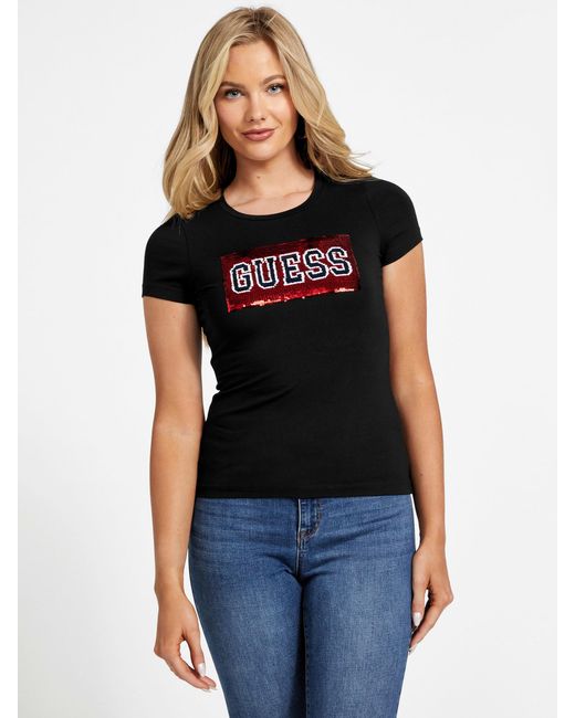 Guess Factory Black Eco Tippa Sequin Tee