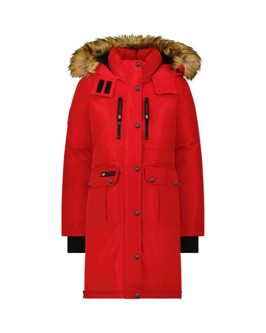 canada weather gear Red Olcw991ec Heavyweight Dual Pocket Parka Coat