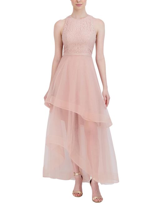 BCBGMAXAZRIA Pink Tulle Maxi Evening Dress