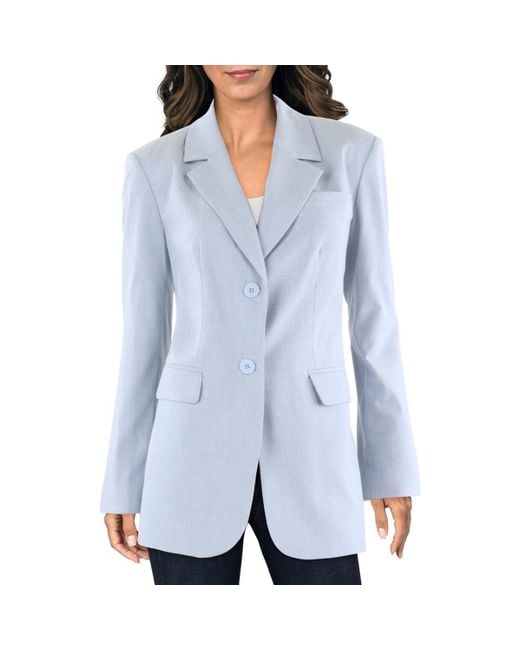DKNY Blue Collar Polyester Two-Button Blazer