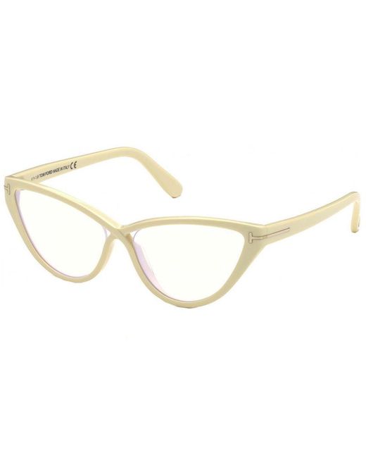 Tom Ford Metallic Eyeglasses Cat Eye Full Rim, Frame And Clear Demo Lenses Lens Ft5729-B025