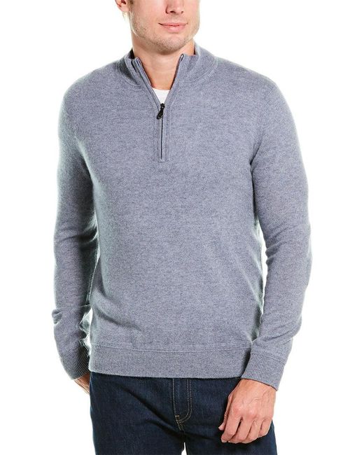 RAFFI Zip Mock Neck Cashmere Sweater in Grey (Blue) for Men | Lyst