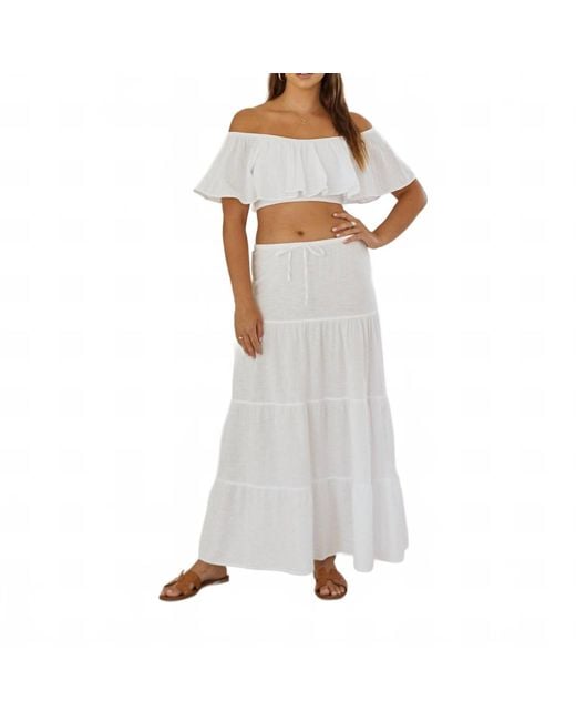 Blanco BY NATURE White Flowy Long Drawstring Skirt