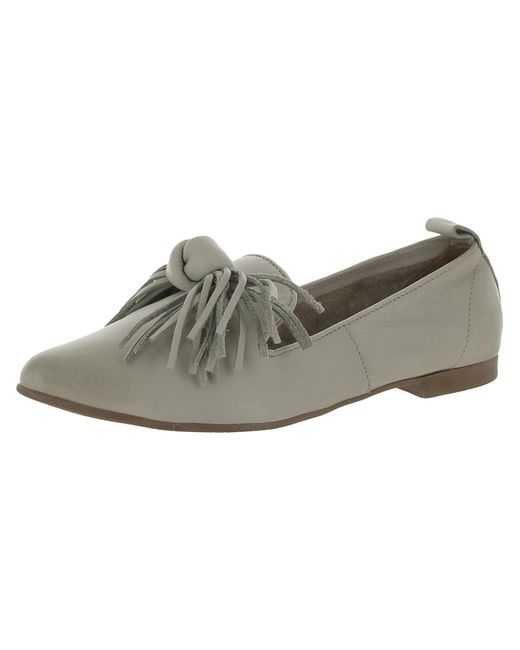 BUENO Gray Leather Slip-on Ballet Flats