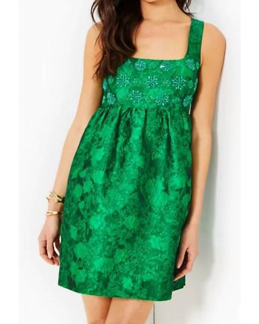Lilly Pulitzer Green Bellami Embellished Floral Jacquard Dress