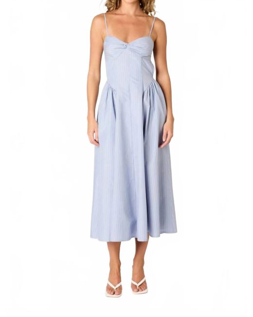 Nia Blue Destene Stripe Midi Dress