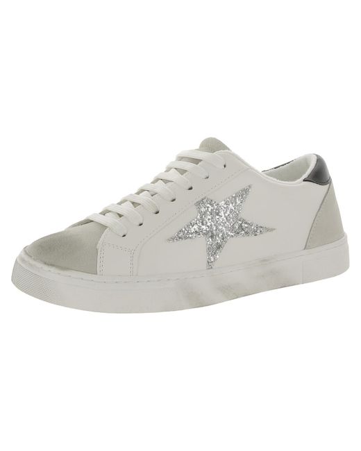Steve Madden White Rezume Leather Distressed Fashion Sneakers