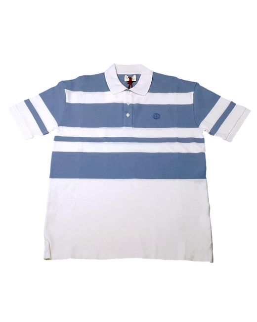 Bally 6303076 Bone/blue Striped Organic Cotton Polo Shirt Size S for men