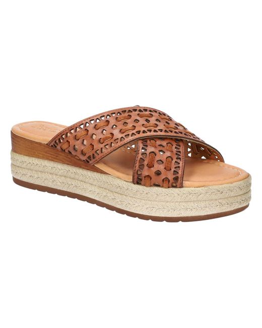 Bella Vita Brown Exa-italy Leather Open Toe Platform Sandals