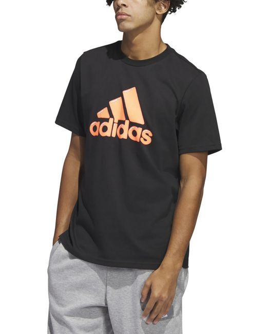 Adidas Black Knit Cotton Graphic T-shirt for men