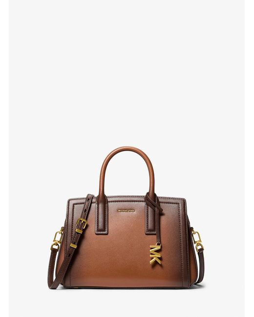 Michael Kors Brown Laila Small Burnished Leather Satchel