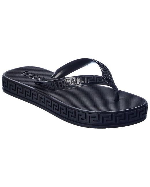 Versace Greca Rubber Flip Flop in Black Lyst