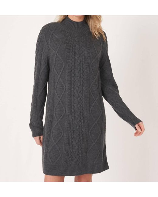 Repeat Cashmere Gray Cable Neck Wool Sweater Dress