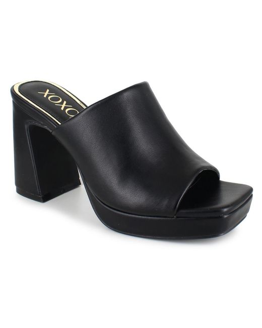 Xoxo Black Adelisa Slip On Square Toe Platform Sandals