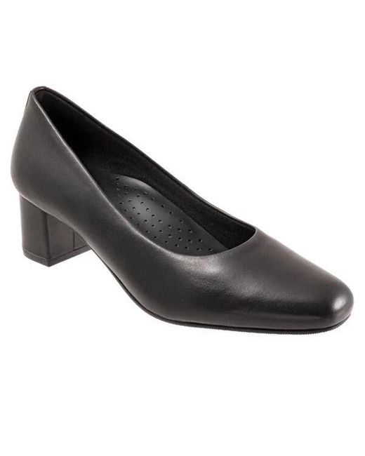 Trotters Black Daria T2258-001 Leather Block Heel Pumps Jobb236