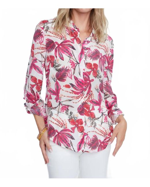 Renuar Pink Breeze Button-Down Blouse