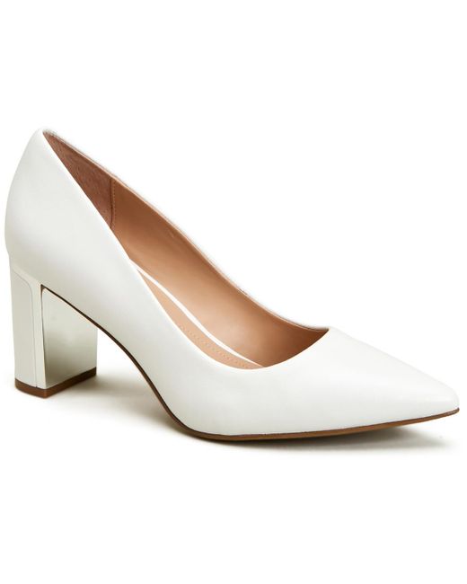 Alfani White Leather Metallic Block Heels