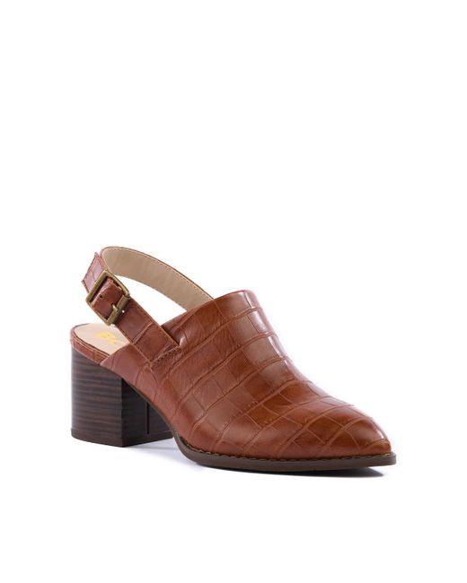 BC Footwear Brown My Turn Pointed Toe Ankle Strap Slingback Heels