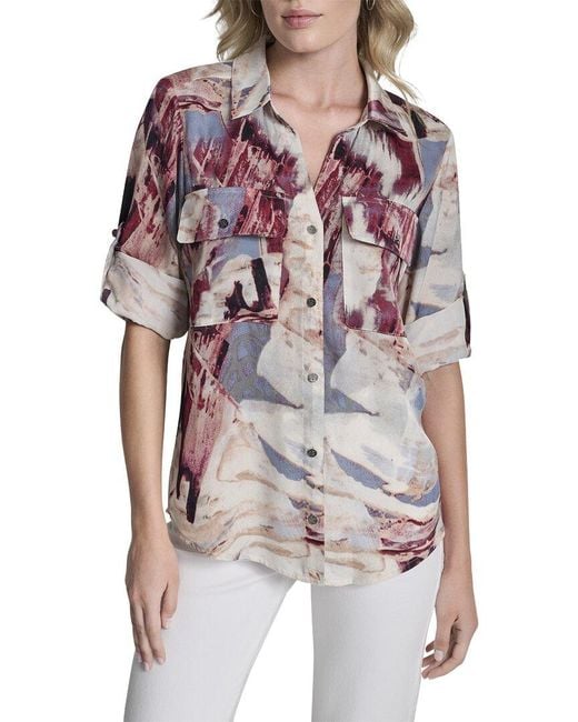 DKNY Multicolor Roll-Tab Shirt