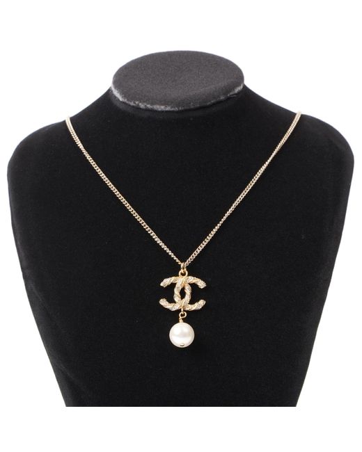 Chanel Black Coco Mark B14v Necklace Plated