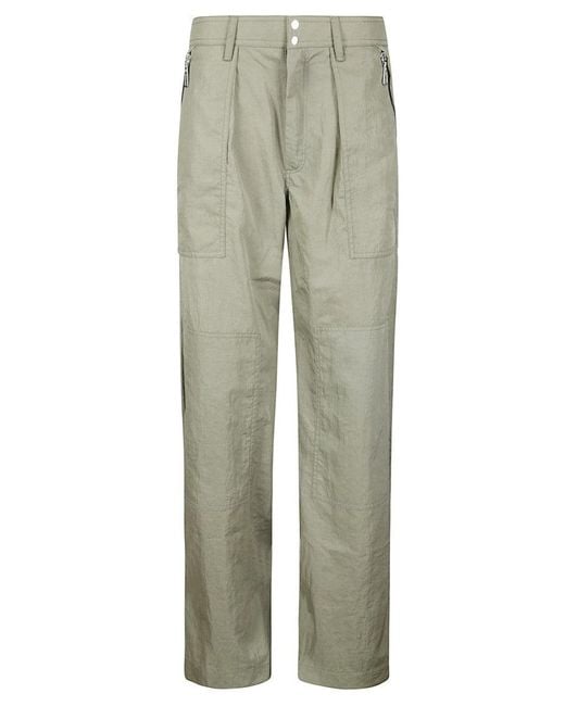 Rabanne Green Wide-Leg Pants With Zippered Pockets And Adjustable Hem