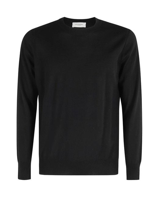 Paolo Pecora Black Long-Sleeve Crewneck Sweater for men