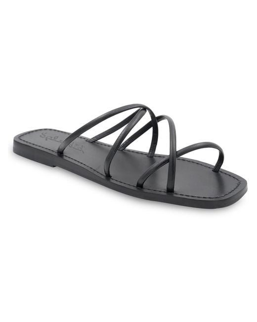 Splendid Black Frankie Leather Criss-cross Slide Sandals