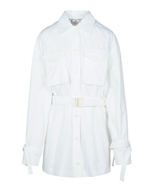 Off-White c/o Virgil Abloh White Poplin Cargo Shirt Dress
