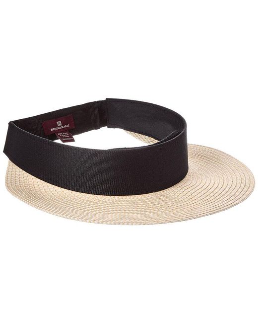 Bruno Magli Black Adjustable Straw Visor